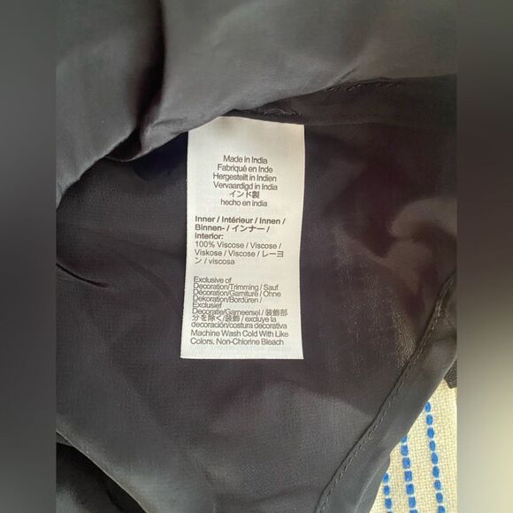 J Crew Top Chiffon Ruffleneck Women’s Black Long Sleeve Lined Sz XS NWT - Picture 11 of 13